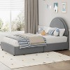 Twin Size Boucle Bed Frame with 2 Storage Drawers, Soft Upholstered Platform Bed Frame with Round Headboard, Heavy Duty, Wooden Slats, Noise Free - 3 of 4