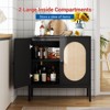 Rattan Buffet Cabinet with Doors and Shelves, Storage Console Cabinet for Living Room, Dining Room, Hallway, Black - 2 of 4