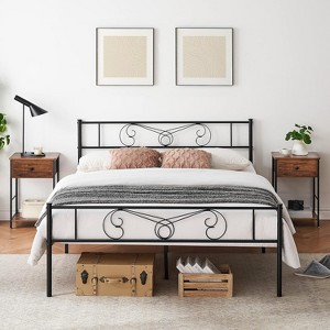 Garvee Queen/King Bed - with Headboard and Footboard, Metal Slat Support, Storage Platform, No Box Spring, Black - 1 of 4