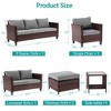 Sonkuki 7 Pieces PE Rattan Furniture Set with Side Table, Patio Chair with Cushion, Ottomans for Lawn, Light Gray - 3 of 4