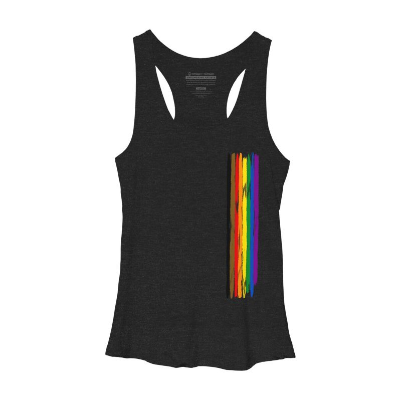 Adult Design By Humans Pride Rainbow Vertical Stripe By alphalezbean Racerback Tank Top, 1 of 3