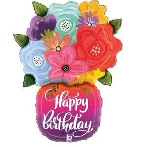 LoonBalloon 29 Inch Birthday Flowers in Vase Balloon - Festive & Elegant - 1 of 1