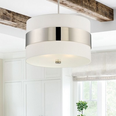 Mini Crystal Elegance 3-Light Polished Nickel Chandelier with Silk Shade