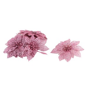Unique Bargains 10-Pack Christmas Tree Decorative Ornaments Artificial Flowers - 1 of 3