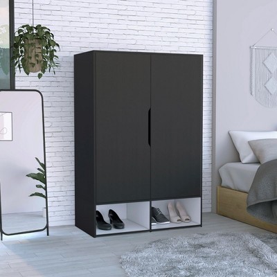 Depot E-Shop Armoire, Double Door Cabinets, Five Shelves, Hanging Rod, Two Open Shelves