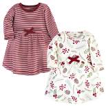 Touched by Nature Baby and Toddler Girl Organic Cotton Long-Sleeve Dresses 2pk, Holly Berry
