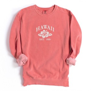 Simply Sage Market Embroidered Hawaii Flower Garment Dyed Sweatshirt - 1 of 4