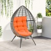 Outsunny Patio Wicker Lounge Chair with Soft Cushion, Outdoor/Indoor PE Rattan Egg Teardrop Cuddle Chair with Height Adjustable Knob for Garden - 3 of 4