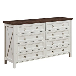 8-Drawer Wood Farmhouse Rustic Dresser Chest with Spacious Drawers, Sturdy Durable Design, and Metal Round Knobs - 1 of 4