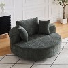 55 inch Black Chenille Foam Single Swivel Chair for Living Room Bedroom Lounge and Projection Room - 3 of 4