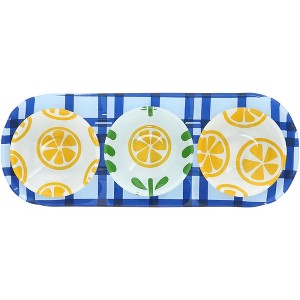Pavilion Gift Company - Lemons - 11" Glass Serving Tray with 3 Bowls - Serving Trays - 1 of 4