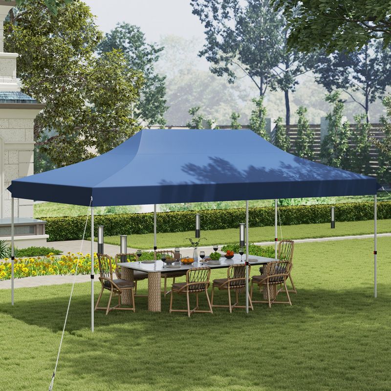 Tangkula 10 x 20FT Pop-up Canopy Tent Folding Instant Sun Shelter w/ 3 Adjustable Heights Carrying Bag 12 Stakes & 6 Ropes Heavy-Duty Outdoor Commercial Tent for Patio Black/Grey/White/Blue, 2 of 11