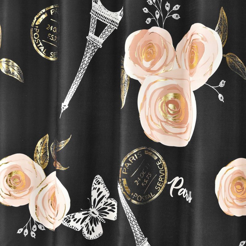 Set of 2 84"x52" Vintage Paris Rose Butterfly Script Light Filtering Window Curtain Panels - Lush Décor, 4 of 9