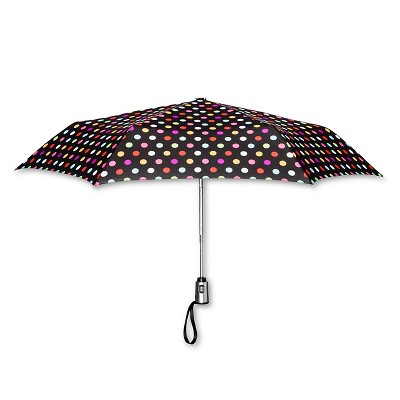 ShedRain Auto Open/Close Compact Umbrella  - Black Polka Dot