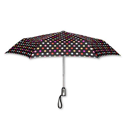 ShedRain Auto Open/Close Compact Umbrella  - Black Polka Dot - image 1 of 1