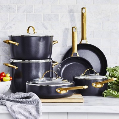 Black and Gold 10-Piece Nonstick Aluminum Cookware Set