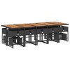 vidaXL Patio Dining Set with Cushions Table and Chairs Outdoor Poly Rattan - Black and Cream Wood 14 Piece - 4 of 4
