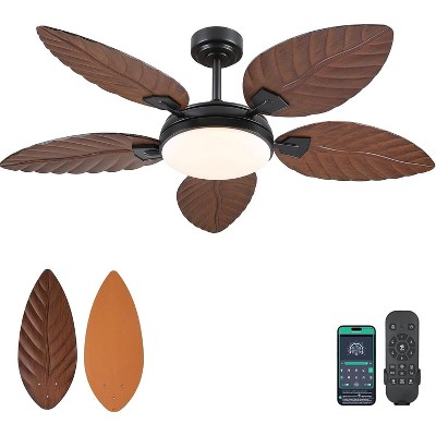 52 inch Brown Palm Leaf Ceiling Fan with Light