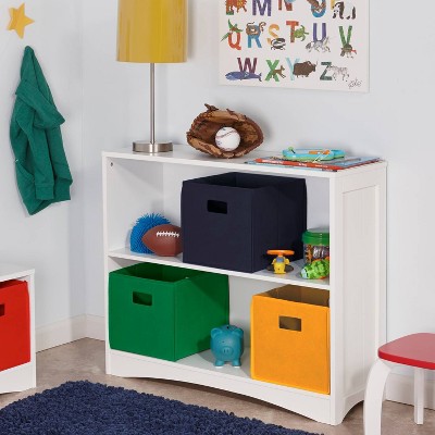 White Wood Kids 3-Tier Cube Bookshelf Set
