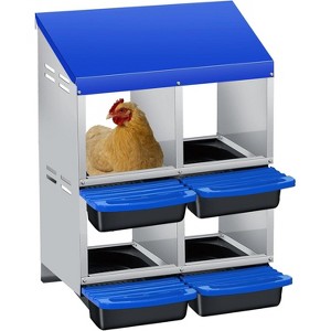 3/ 4 Hole Metal Chicken Nesting Box with Removable Roll-Out Tray Easy Egg Collection & Clean Galvanized Steel Laying Box, for Backyard Coop Orange - 1 of 4