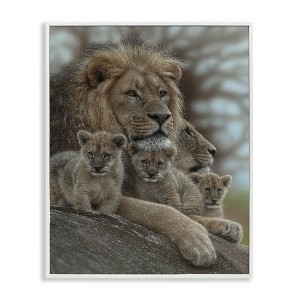 Stupell Industries King Lion Baby Cubs Wild Safari Animal Family Black Framed Giclee Art - 1 of 4
