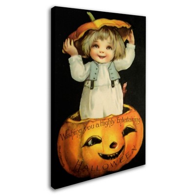 Trademark Fine Art -Vintage Apple Collection 'Halloween Pumpkin Head Child' Canvas Art