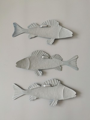 Americanflat Three Metal Fish Wall Decor Set - 3 X 9.5" Fish As Outdoor ...