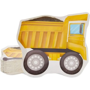 Blue Panda 48-Pack Construction Truck Disposable Paper Plates for Kids Birthday Party Supplies Decorations, Die Cut 10 x 8.8 In - 1 of 3