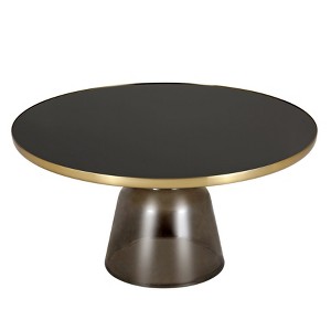 LeisureMod Tully Collection Glass Coffee Table, Gold Rim with Glass/ Sintered Stone Top - 1 of 4