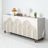 Modern Fluted 4-Door Sideboard Buffet Cabinet with Adjustable Shelves, Gold Accents and Storage for Kitchen Dining Room - 2 of 4