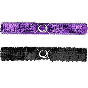 Allegra K Women's Halloween Skinny Stretchy Waist Belts Sequins Decor Slim Elastic Belts 2 Pcs - 1 of 4