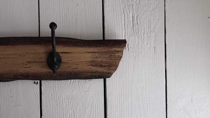 Natural Wood & Metal Wall Hanger with 3 Hooks - Foreside Home & Garden, 2 of 8, play video