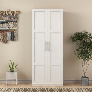 High Wardrobe And Kitchen Cabinet With 2 Doors And 4 Storage Spaces for Bedroom, Living Room, White - 1 of 4