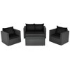 Costway 4PCS Patio Rattan Furniture Set Cushioned Sofa Chair Coffee Table Black - 2 of 4