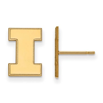 Black Bow Jewelry 14k Yellow Gold Illinois Fighting Illini NCAA Post Earrings