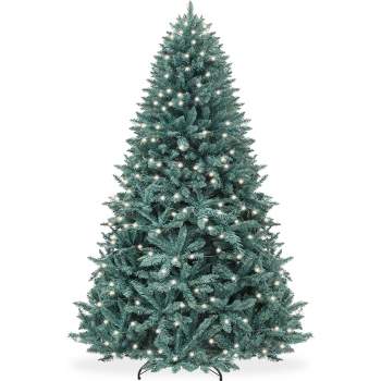 Best Choice Products Pre-Lit Blue Spruce Christmas Tree w/ Foldable Base, Incandescent Lights