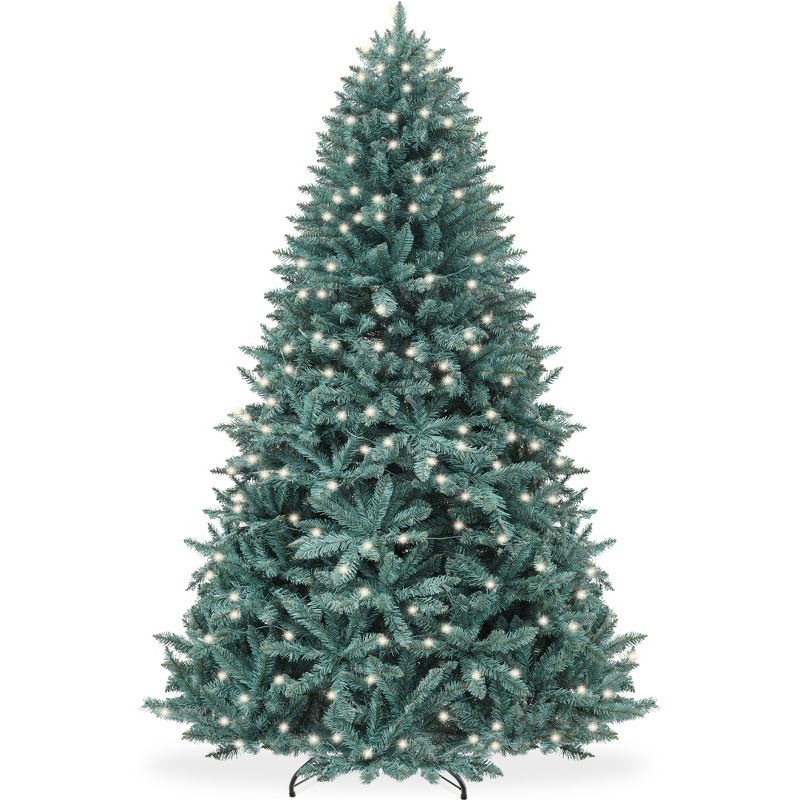 Best Choice Products Pre-Lit Blue Spruce Christmas Tree w/ Foldable Base, Incandescent Lights, 1 of 9