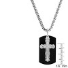 Steeltime 24" Men's stainless steel sandblast crucifix and black ip dog tag pendant necklace - 3 of 4