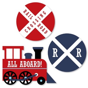 Big Dot of Happiness Railroad Party Crossing - Shaped Steam Train Birthday Party or Baby Shower Cut-Outs - 24 Count - 1 of 4