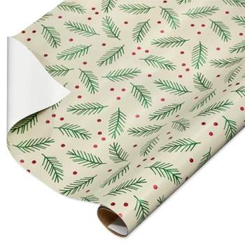 20 sq ft Holly Berry and Leaves Foil Christmas Wrapping Paper