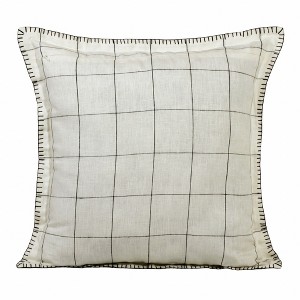HomeRoots 20" X 20" Ivory And Black Linen Geometric Zippered Pillow - 1 of 4