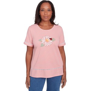 Alfred Dunner Womens Daisy Knit Striped Tee - 1 of 4