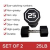 Naysaye Dumbbell Set of 2 25LBS Octagonal with Chrome Plated Contour Knurled Handle High End RPE Material for Home Gym, Silver, 13"*6"*6" - 4 of 4