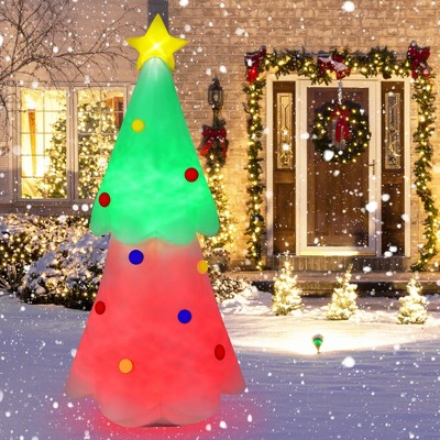 Costway 6.2 Ft Inflatable Christmas Tree Blow-up Xmas Tree With Topper ...