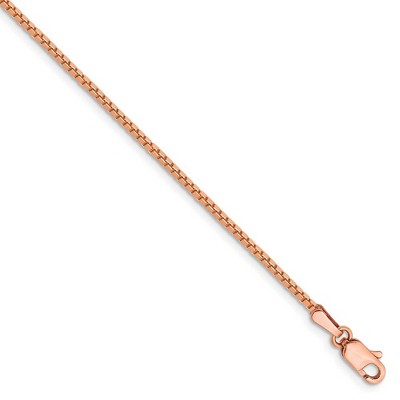 Black Bow Jewelry 1.3mm 14k Rose Gold Solid Box Chain Bracelet