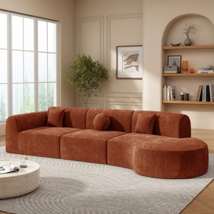 140" Curved Sectional Sofa with Chaise Lounge,High-Density Foam Cushion,Modern 3-Piece Couch for Living Room-Baofuwish - 1 of 4