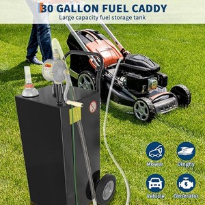 Fuel Gas Caddy with Wheels & Manual Transfer Pump, Diesel Fuel Transfer Storage Tank [9.8ft Hose], Gasoline Diesel Fuel Container - 1 of 4