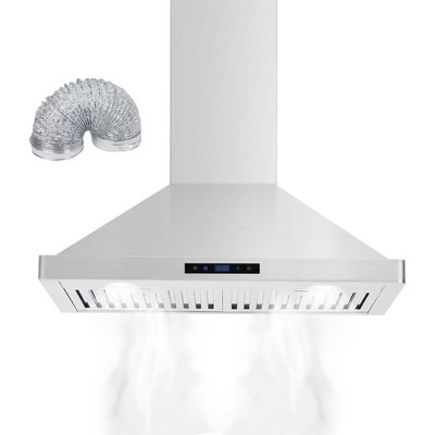 30" Wall Mount Range Hood Ductless Kitchen Vent 3-Speed With Touch Control And Timer