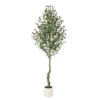 COZONY 5/6/7FT Artificial Olive Tree in White Planter, Faux Tree with Wood Trunk & Fruits for Decor - 2 of 4