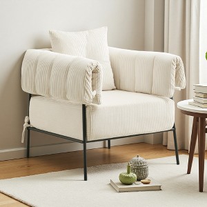 Upholstered Comfy Reading Chair, Modern Velvet Accent Chair with Soft Cushion - 1 of 4